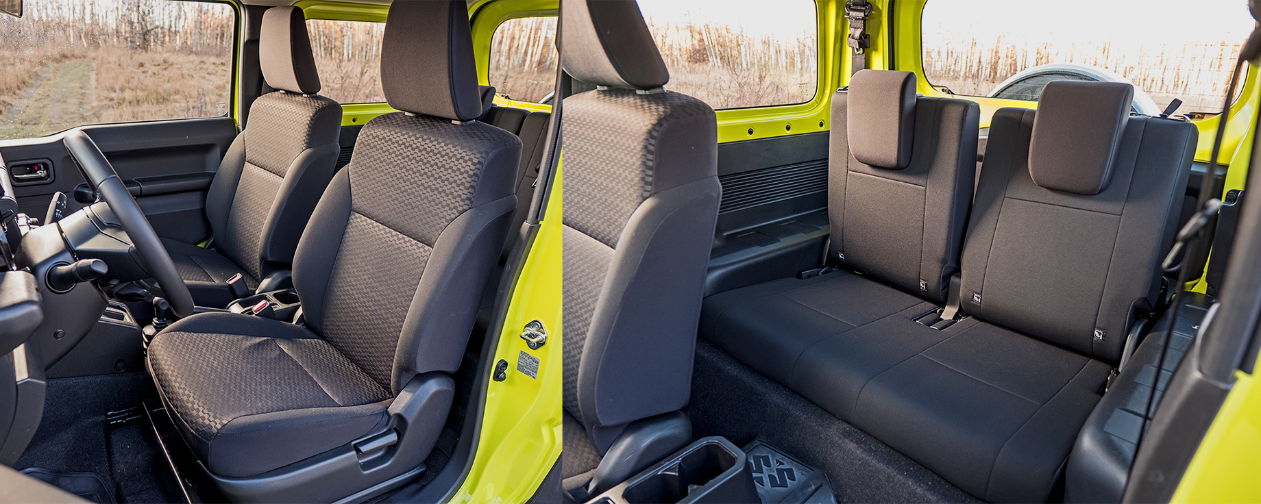 Suzuki Jimny Kundenprojekt - Vorder-/ und Rücksitze wurden mit neuen  Sitzbezügen ausgestattet. Für den Mittelstreifen wurde da…