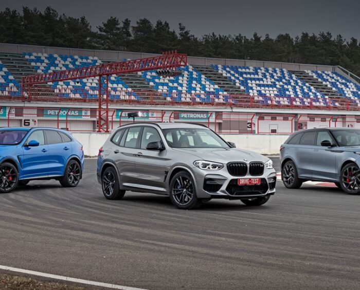 Beschleunigung des BMW X3 M, des Jaguar F-Pace SVR und des Range Rover Velar mit V8